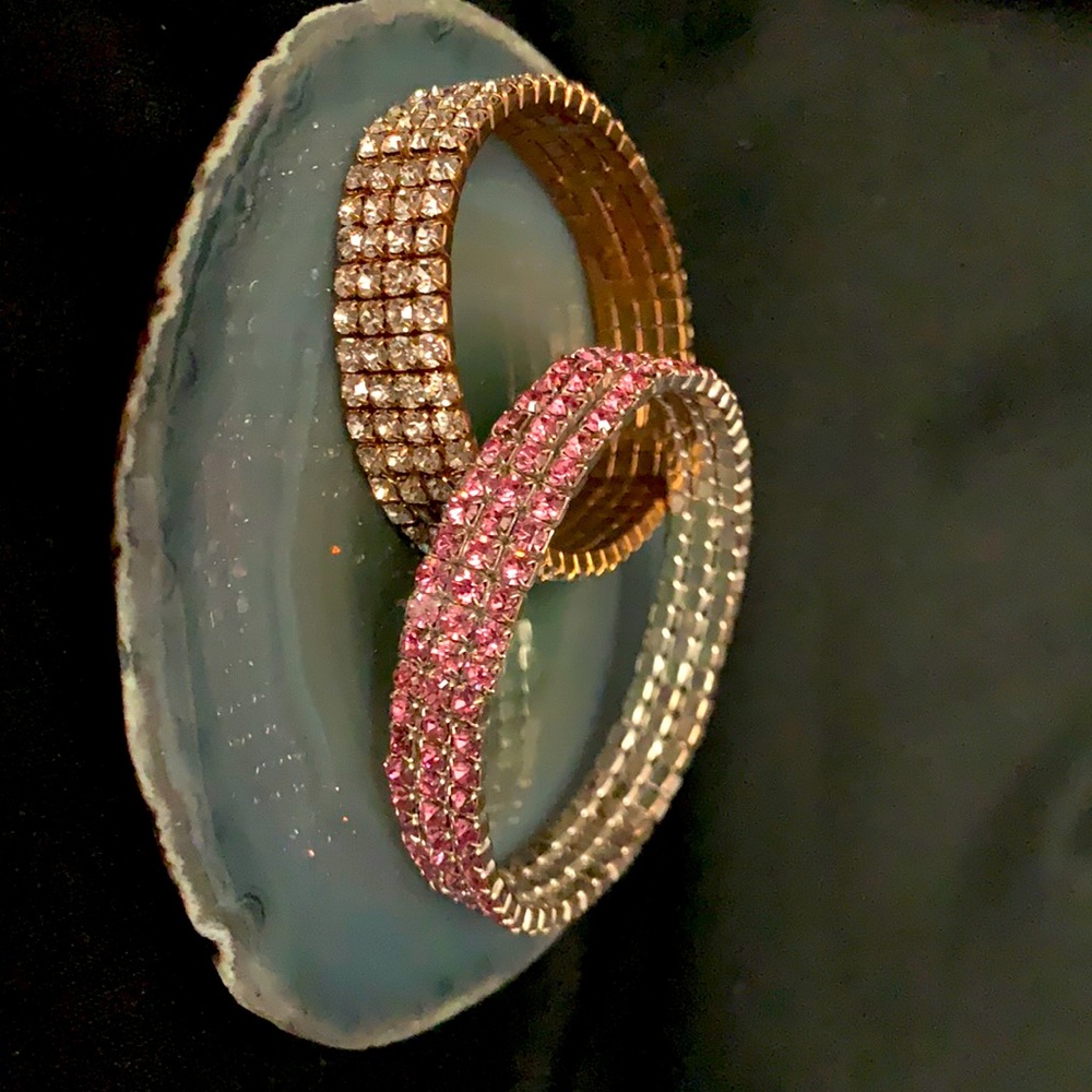 2 vintage stretch rhinestone bracelet